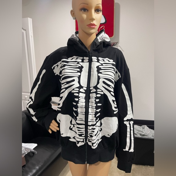 New! Unworn! Charades Men's Skeleton Hoodie (Costume, Biker, Etc) Size: XL - Picture 9 of 17